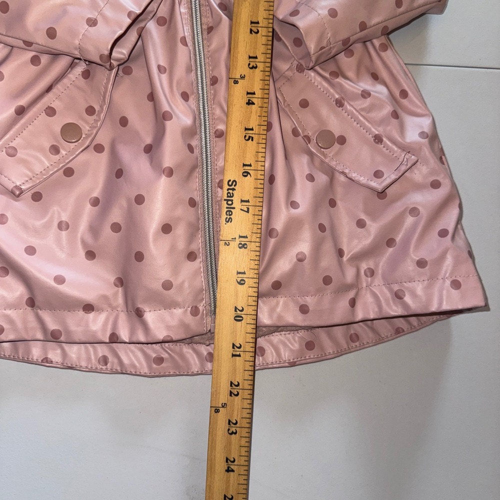 Liv & Lottie Raincoat Girls Size 4 Pink Polka Dot Faux Fur Lined Hooded Jacket - Picture 3 of 8